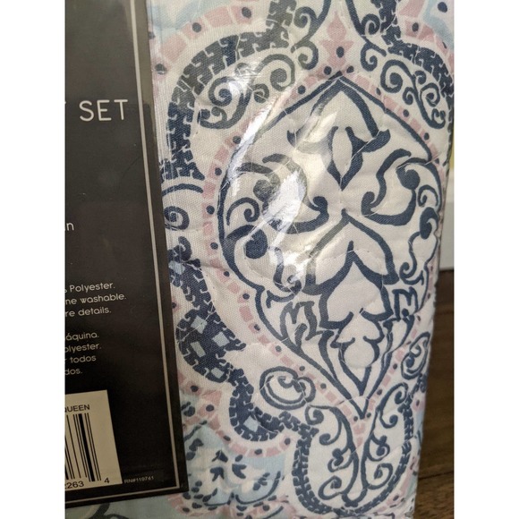 Full queen size bed new la Brea tsarina quilt shams pillow cover set 3 pcs - Picture 4 of 7